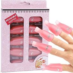 AKOAK 10 Pcs Plastic Nail Soaker Remover Cap Clip UV Gel Nail Polish Removal Tool, Reusable (Pink)-image-27