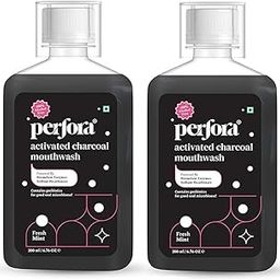 Perfora Activated Charcoal Teeth Whitening Mouthwash - 200ml X 2 | Alcohol-Free Mouth Wash Liquid With Sodium Bi-Carbonate & Hyaluronic Acid | Freshens Breath & Removes Germs | Mouthwash For Oral Care-image-52