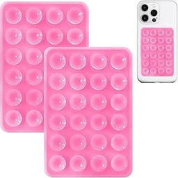 2 Pack Silicone Suction Phone Case Mount, Non Slip Sticky Phone Grip for CellPhone, Silicon Adhesive Suction Cup Phone Mount, Strong Grip Holder for Selfies and Videos (Pink)-10