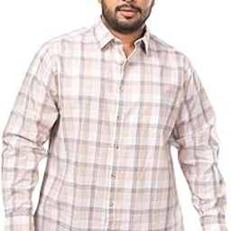Men's Beige 100% Cotton Plus Size Checks Shirt | 4XL - 9XL | Full Sleeve, Regular Fit, Comfortable & Durable, Perfect for Casual Occasions-picture-14
