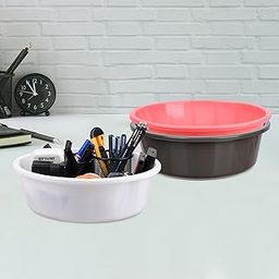 Homestic Pack of 3 Desk Organizer | Stationery Organizer | Multipurpose Organizer | Office Supplies for Pen-Pencil-Staplers | Desktop Organizer | 6 LTR | Gray & Pink & White-image-90