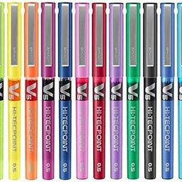 Pilot Hi-Tecpoint V5 Multicolour Set Roller Ball Pen (Pack of 12, Blue, Black, Red, Green, Orange, Yellow, Pink, Violet, Light Blue, Dark Red, Blue-Black, Lime Green)-image-1