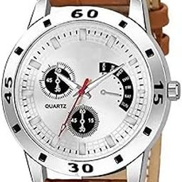 3 Colours Leather Dial Strap Analog Wrist Watches for Men Boys Watches Pack of 1-picture-41