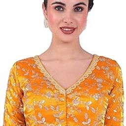 studio shringaar Women's Organza Embroidered Saree Blouse-picture-5