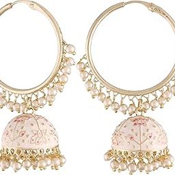 18K Gold Plated Traditional Handcrafted Meenakari work Jhumki Earrings for Women/Girls-45