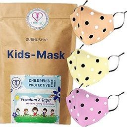 Kid's Cotton Dot Print Reusable & Washable& Breathable Skin Friendly Soft Cotton Face Mask with Adjustable Earloops Melt Blown and Without Valve Filter (Multicolour,Free Size)-9