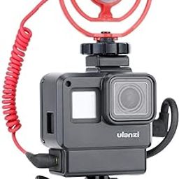 ULANZI V2 Vlogging Protective Housing Case Shell - Frame Cage with Cold Shoe Mount for Microphone LED Video Light, Compatible with GoPro Hero 5 6 7,Action Camera Accessories-19
