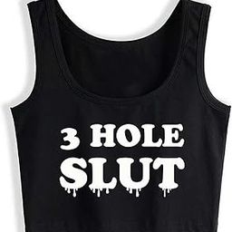 3 Hole Slut Woman Cotton Crop Top Sleeveless Tank Top Girl Vest Sport-image-72