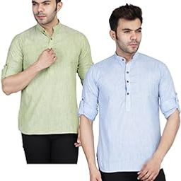 Men's Casual Cotton Kurta Shirt, Short Kurta Combo-image-15