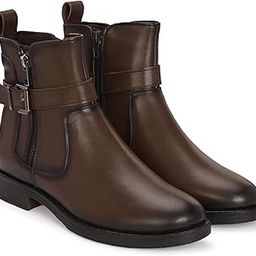 Brown Women Vegan Leather Ankle Boots 64485-image-60