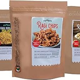 Evolve Healthy Snacks Combo - Ragi Chips, Bhujia, Chiwda | Gluten-Free, Vegan, No Artificial Colors | Ideal for Kids, Adults, Weight Loss Friendly | Pack of 3, 100g Each-image-18