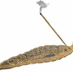 Pure Source India Aluminum Incense Holder & Ash Catcher Agarbatti Stand Featuring Ganesh Figurine (9x2 inch, Gold)-23