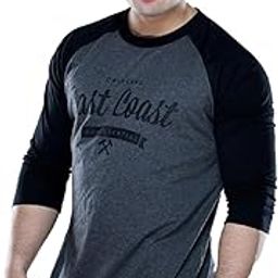 Raglan Pattern Round Neck Slim Fit Full Sleeves Casual T Shirt for Men Black & Grey Pack of 1-image-73