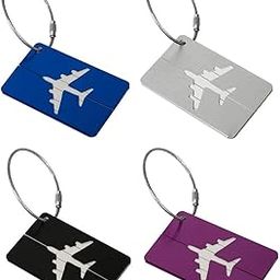 Luggage Tags 4 Pcs Metal Travel Bag Tag with Name ID | Suitcase | Baggage | Flight | Essential | Accessories | Handle Wraps | Identification Labels-36