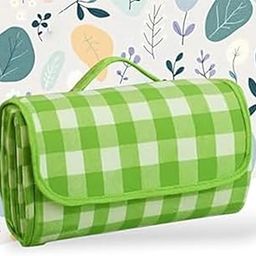 Suneerplay Foldable 6.5x5 Feet King Size Picnic Waterproof | Chatai/Beach Mat Perfect for Picnics, Park, Camping, Garden, Yoga | Sleeping Mat for Floor | Check - Green-image-14