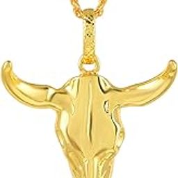Brass Bull Skull Pendant Necklace for Men, Macho Style, Available in Gold Plated and Silver Plated (PCDM3806)-image-6