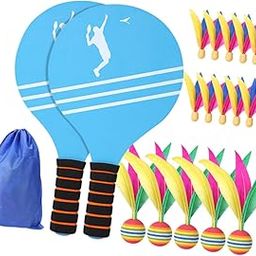 Enakshi (LABEL) Creations 2X Kids Badminton Paddle Set Badminton Shuttlecock Set for Beach Gym Outdoor Style D-picture-9