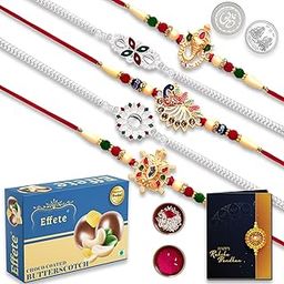 DeoDap Rakhi For Brother Set Of 5 & Chocolate Butter Scotch 32gm with Silver Color Pooja Coin, Rakhi With Greeting Card, Rakhi For Brother And Bhabhi, Rakhi With Chocolate, Rakhi With Gift For Brother, Rakhi For Kids, Rakhi Set, Rakhi Combo, Rakhi With Sweets (K5_NC61_BS32)-30