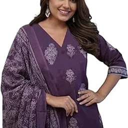 anni designer Women's Pure Cotton Hand Block Print Kurti Pant Dupatta Set for Women | Ethnic Suit Set |Printed Suit Set| Stylish Kurta Set|Soft Cotton Dress Set|3 Piece Kurta Set for Ladies-picture-18