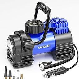 UN1QUE heavy duty Tyre Inflator Portable Air Compressor, DC 12V Tire Air Pump and 120PSI Digital Pressure Gauge, Portable Tire Inflator for Car Tires, Motorcycles, Bike, Ball-12