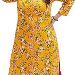 Women's Plus Size Yellow & Pink Printed Kurta with Palazzo-32