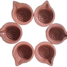 Traditional Handmade Clay Diya for Puja and Festivals, Set of Earthen Oil Lamps, Handcrafted Earthern Diyas for Puja and Festivals, Karthigai Deepam, A Pack of 6 diyas-image-58