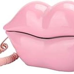 Vikye Landline Phone, European Style Home Telephone, Fashionable Pink Lips Shape Desktop Landline Phone Creative Telephone for Home and Office Use(Pink)-31
