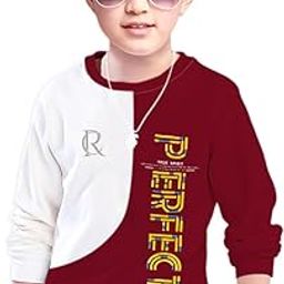 MYEONN Boys Stylish Round Neck Full Sleeve Printed T-Shirt (Maroon)-picture-12