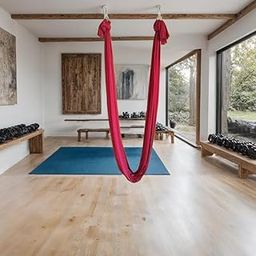 Streetup India® Lycra Fabric Aerial Swing/Yoga Hamock With 20 Feet Long Fabric With Carabiner and Ring (Maroon)-image-73