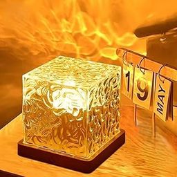 Ornalight Acrylic Romantic Ocean Wave Night Light Projector Lamp, 3D Water Wave Effect Crystal Table Lamp-3