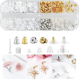 Earring Backs for Ear Studs,600Pcs 12 Styles Clear Earrings Metal Rubber Silicone Earring Backs,Universal Fit for Most Ear Piercings(with Storage Box)-20