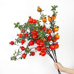 Bloom Life Artificial Pomegranate Branches 32Inch Simulation Persimmon Home Décor Wedding Office Living Room Family Party Decoration Props Artificial Fruit Props for Home Decor (Pomegranate)-image-61