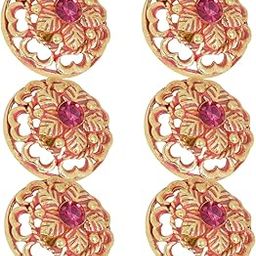 TRIPIN Antique Alloy Round Button for Coat Blazer Suit, Sherwani and Indian Dresses Sports Coat Uniform Jacket Beautiful Ethnic Classy Design (Pcs - 6) (Pink)-image-53