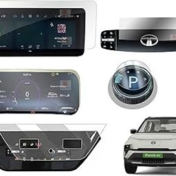 Protectorwala Screen Guard Compatible For TATA PUNCH EV 10.25 INCH INFOTAINMENT SYSTEM, STEERING WHEEL, AC CONSOLE, INSTRUMENT CLUSTER AND GEAR KNOB Protector Accessories combo-0