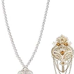 Jiyanshi Fashion Beaded Layered Dulha Moti Mala With Antique Brooch-image-9