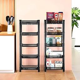 Kuber Industries Pack of 2 Multipurpose Kitchen Organizer/Storage Rack | 5-Layer Onion Stand For Kitchen | Vessels & Vegetable Organiser | Black-10