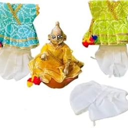 Laddu Gopal New Summer Dress Night Suit Garmi Ke Kapde Cotton Poshak For Kanha Ji (Pack of 3 Pc)-image-13