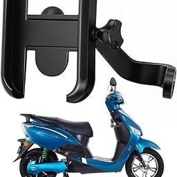 WHIPONE Metal CNC Mobile Holder for Scooter, Scooty & Motorcycle Compatible for Hero Electric Optima CX, Mirror Mount, 360° Rotation, Strong Grip, Wide Adjustable Fit All Smartphones (Black)-image-30