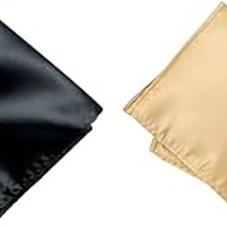 Men's Premium Pocket Square Set – Black & Golden (Pack of 2) | 10x10 inch Satin Finish Handkerchief for Blazer, Suit, Tuxedo, Wedding & Formal Wear-image-81