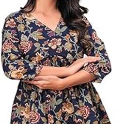 Women Rayon Floral Printed Short Kurta | Short Anarkali Kurti for Girls | Women's Casual Sleeveless Printed Top | Tops for Women-image-84