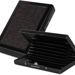Stealodeal RFID Protector 8 slot Debit/Credit/ATM Case Wallet For men & Womens (Egypt-Inspired Design Card Holder, COFFEE PU FULL BLACK)-image-29