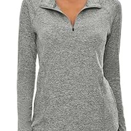 Womens UPF 50+ Long Sleeve 1/4 Zip Pullover Athletic Hiking Running Workout Tops-53