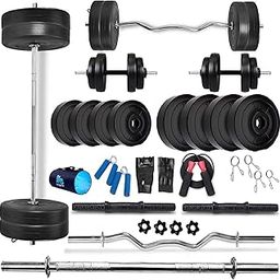 Bodyfit (16kg-100Kg) Pvc Weight Plates Home Gym Dumbell Set, Dumbbell Fitness Exercise Gym Set kit. (20 Kg Weight Set)-28