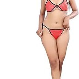 Sexy Lingerie for Honeymoon Sexy Bikini Soft Satin Robe Nightgown Lingerie with Robe Set Nighty with Robe (Pink Free Size)-3