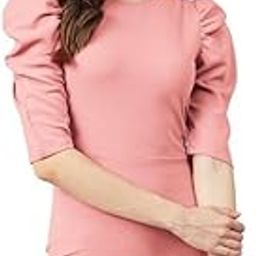 Women's Polyester-Spandex Puff Sleeve Regular Fit Casual Knee Length Western Dress-image-17