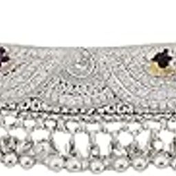 Traditional Sil-ver Meena Chandi Anklet for Women & Girls | Ethnic Handcrafted Payal | Adjustable Foot Jewellery-image-45
