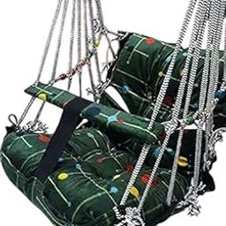 Hammock Swing Hanging Chair uyyala jula for Adult Kids Indoor Outdoor Balcony Sturdy Cotton Weave Max 200 kgs 0-3 Year Kids (Green)-image-1