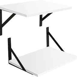 DINZI LVJ Deep Floating Shelves, 15.7" W x 11.8" D Wall Shelves Set of 2, Wide Display Shelf Wall Mounted with Brackets, Easy-to-Install Wall Bookshelf for Living Room, Bathroom, Bedroom, White-5