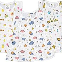 COCOSHELL 100% Muslin Cotton Frock for Infant Baby Girl | Extra Soft & Comfortable | Sleeveless Vest | Skin Friendly (in, Age, 6 Months, 12 Months, Regular, Beach Day + Zoo Creatures + Ele-Baby)-image-20