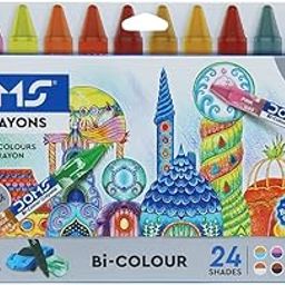 DOMS-Bi-Colour Crayons - Two Sided Colours in one Crayon - 24 Shades with Free Collectible Car Eraser + 1 Sketch Pen + 1 Sharpener Absolute Free-image-64